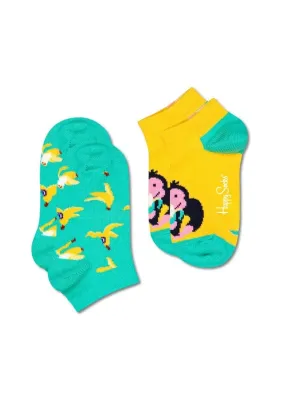 2-PCK KIDS MONKEY & BANANA LOW SOCKS