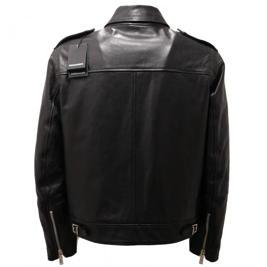 8893AC giubbotto pelle uomo DSQUARED2 black leather/wool men