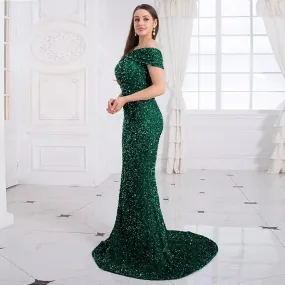 Abiti da sera eleganti con paillettes con spalle scoperte Abiti da ballo formali da donna Completamente foderati Senza spalline