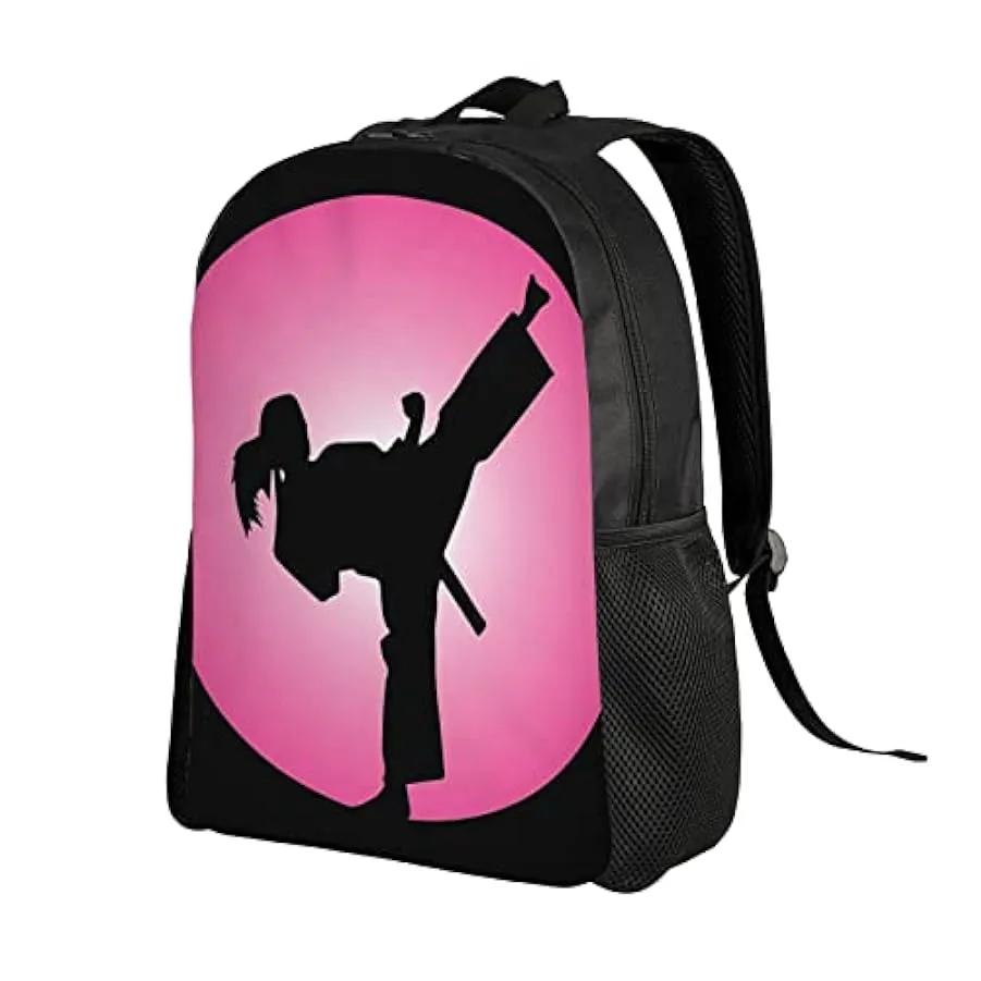 AdaNti Taekwondo Design Stampa Zaini Impermeabile Leggero Daypack Casual Borsa a Tracolla Per Lavoro Viaggi All’aperto, Nero , T