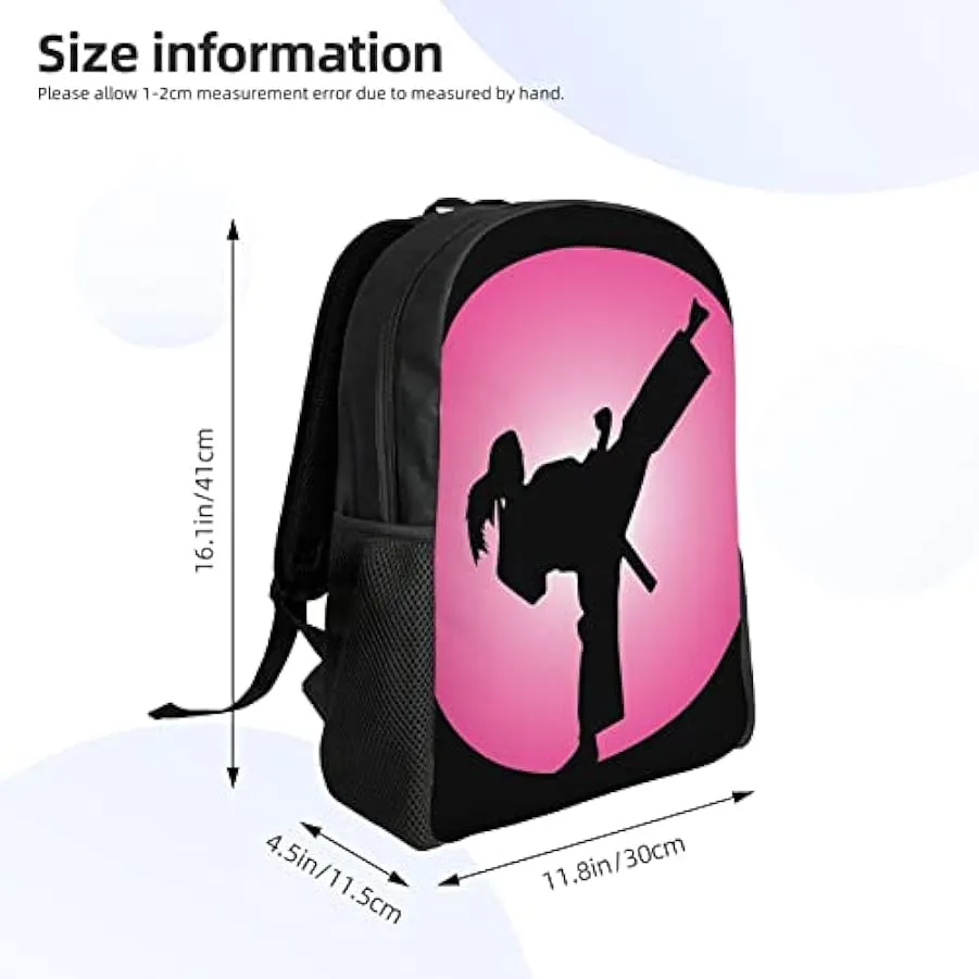 AdaNti Taekwondo Design Stampa Zaini Impermeabile Leggero Daypack Casual Borsa a Tracolla Per Lavoro Viaggi All’aperto, Nero , T