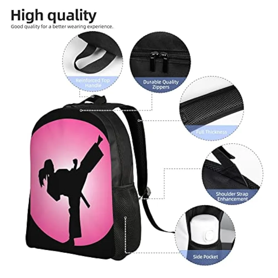 AdaNti Taekwondo Design Stampa Zaini Impermeabile Leggero Daypack Casual Borsa a Tracolla Per Lavoro Viaggi All’aperto, Nero , T