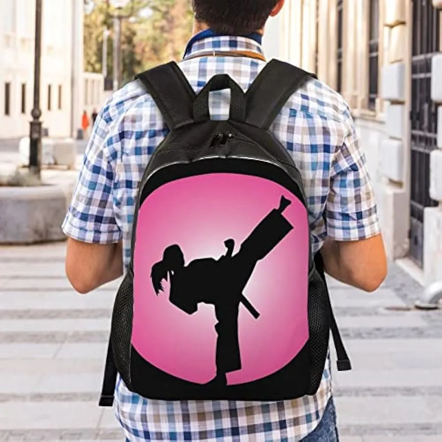 AdaNti Taekwondo Design Stampa Zaini Impermeabile Leggero Daypack Casual Borsa a Tracolla Per Lavoro Viaggi All’aperto, Nero , T