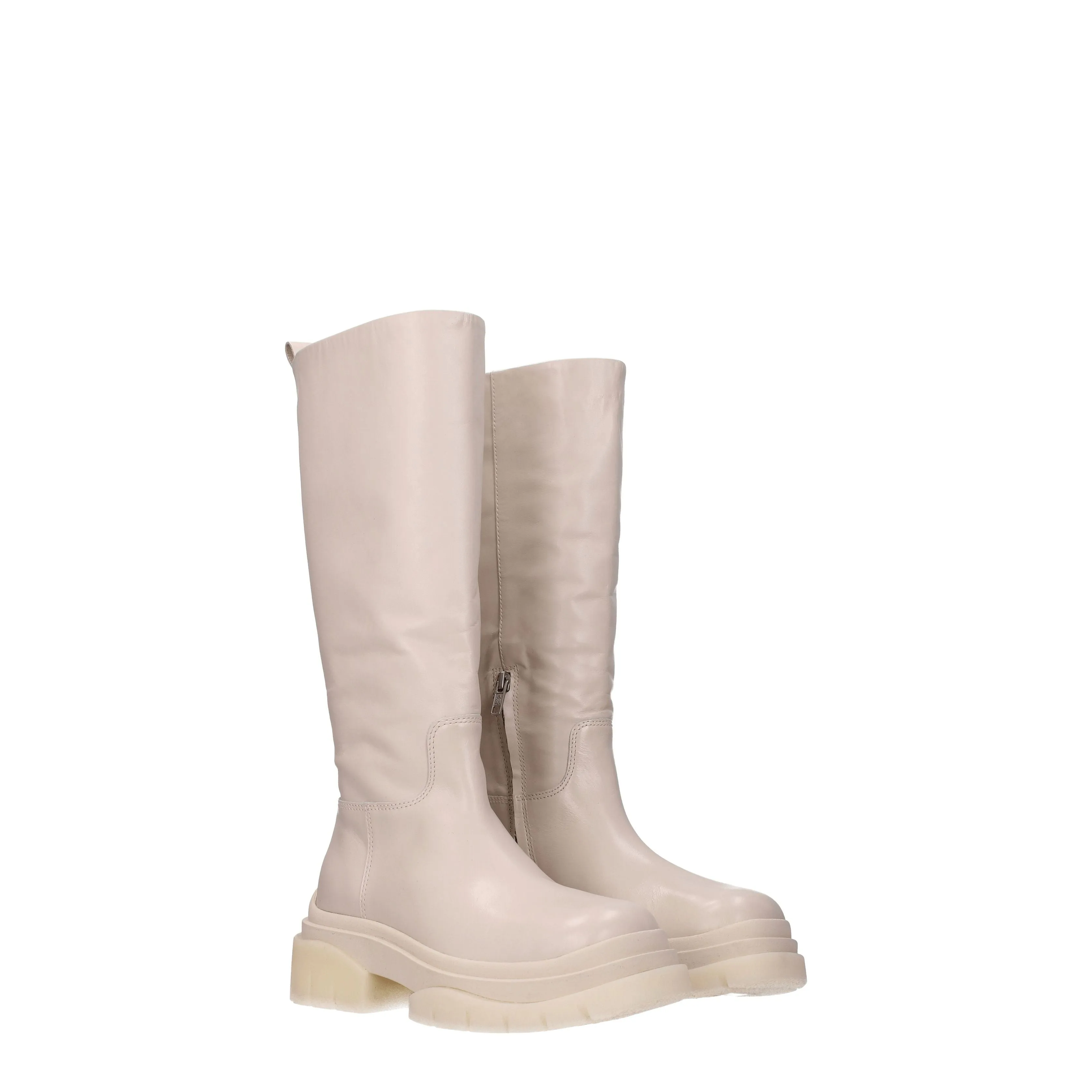 Ash Stivali Donna Pelle Beige/Crema