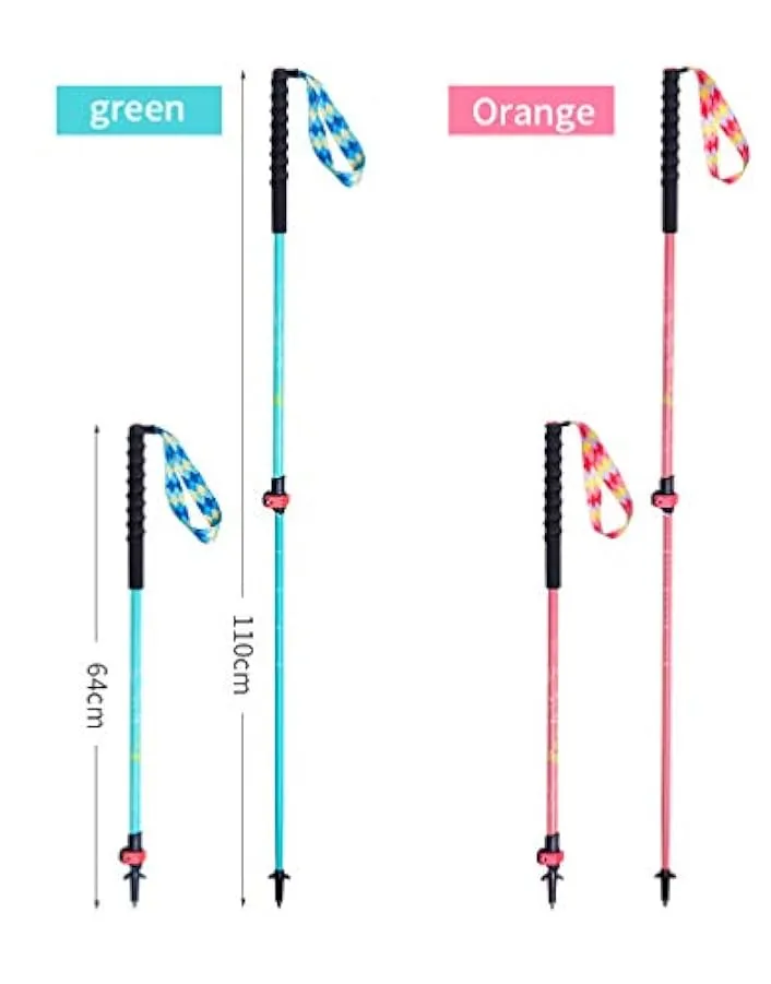 Bastoni da trekking per i giovani, facilmente pieghevoli, bastoni da trekking 7075 in alluminio, 110 cm regolabili, bastoni da p