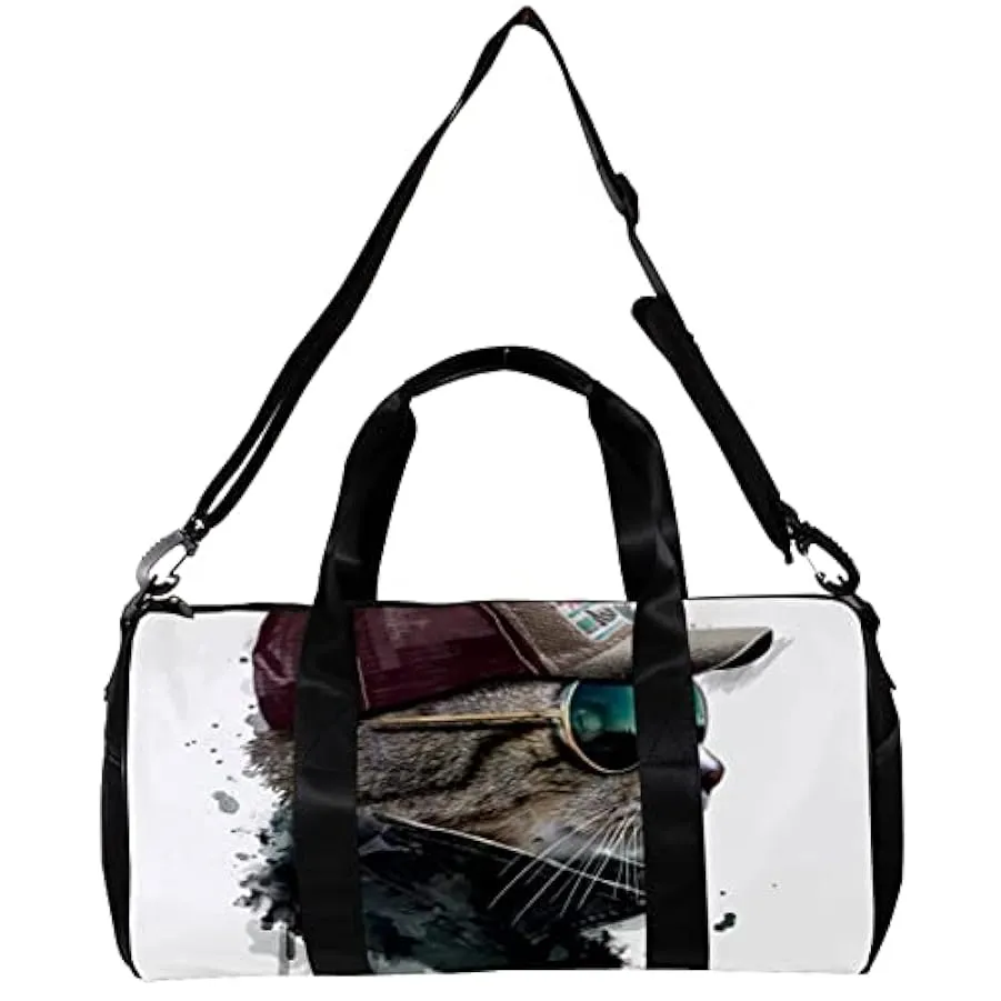 Borsa da palestra sportiva con tracolla Cat Cool Animal, Multicolore, 45x23x23cm/17.7x9x9in, Unico 219633652