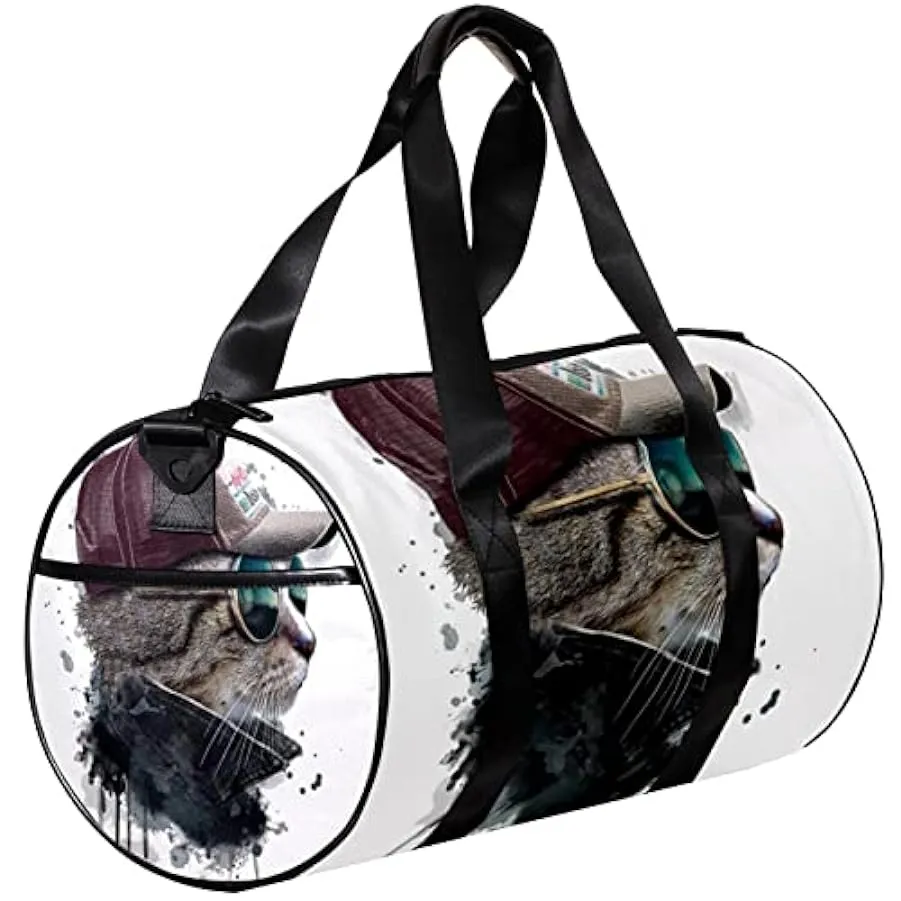 Borsa da palestra sportiva con tracolla Cat Cool Animal, Multicolore, 45x23x23cm/17.7x9x9in, Unico 219633652