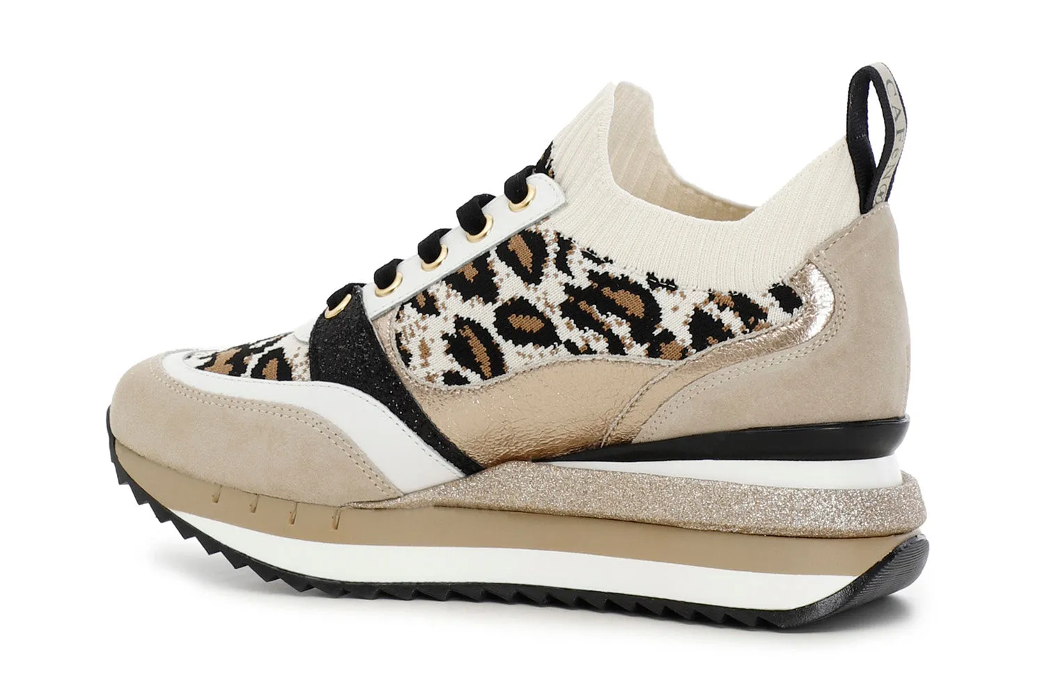 CafèNoir sneakers zeppa tomaia maglia e camoscio