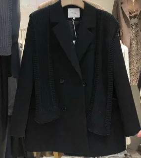 Cappotto blazer a maniche lunghe con colletto rovesciato da donna nuovo con sciarpa Abito da donna minimalista allentato monopet