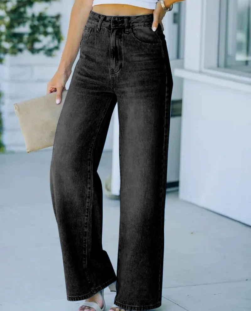 Casual Tinta unita Home Jeans retrò a gamba larga Donna Nuovi prodotti invernali