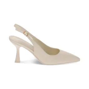 Décolleté slingback panna, tacco 8 cm