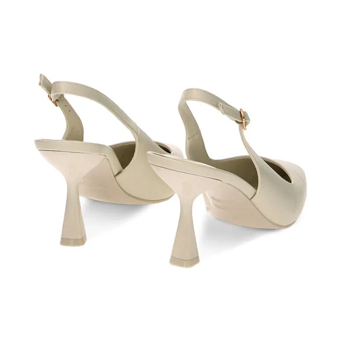 Décolleté slingback panna, tacco 8 cm