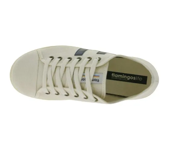 FLAMINGOS LIFE Rancho sneakers da città da donna scarpe sostenibili per tutti i giorni 100% vegan made in Spain beige/blu scuro