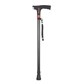 GUAIZ Bastone da Passeggio Portatile per Donna/Uomo, Altezza Regolabile (64-97 Cm) Bastone da Passeggio con Allarme Luce A LED, 