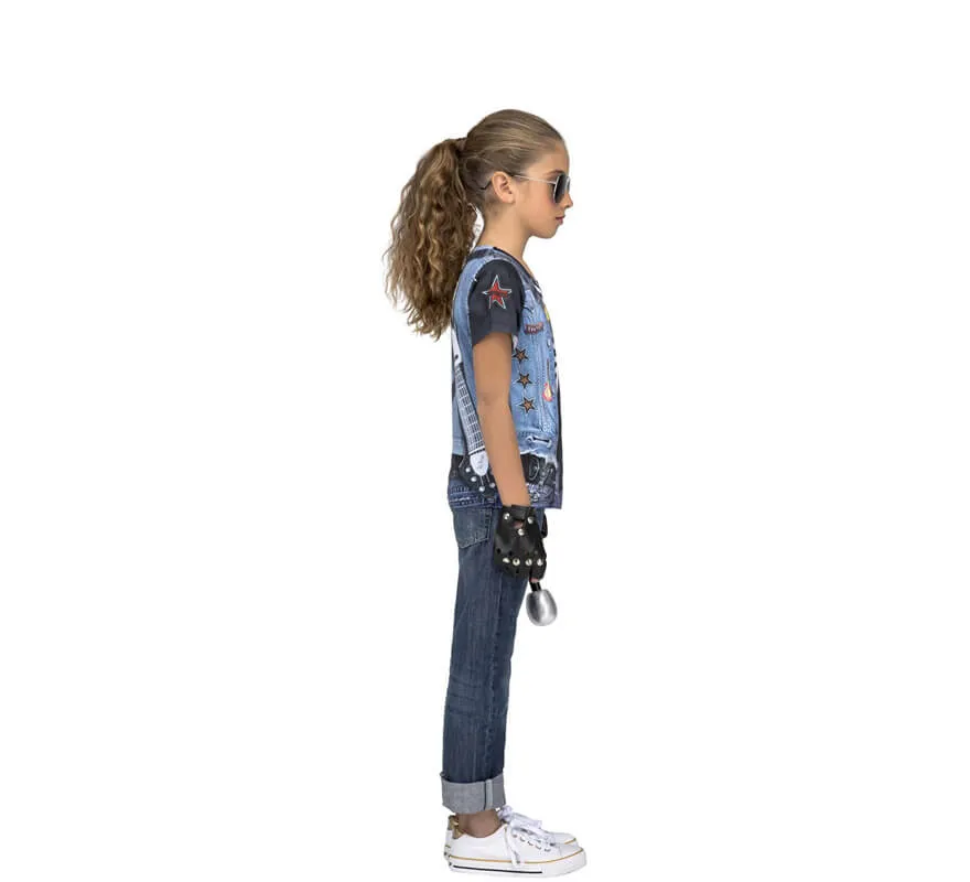 Maglietta costume scheletro rocker per bambina