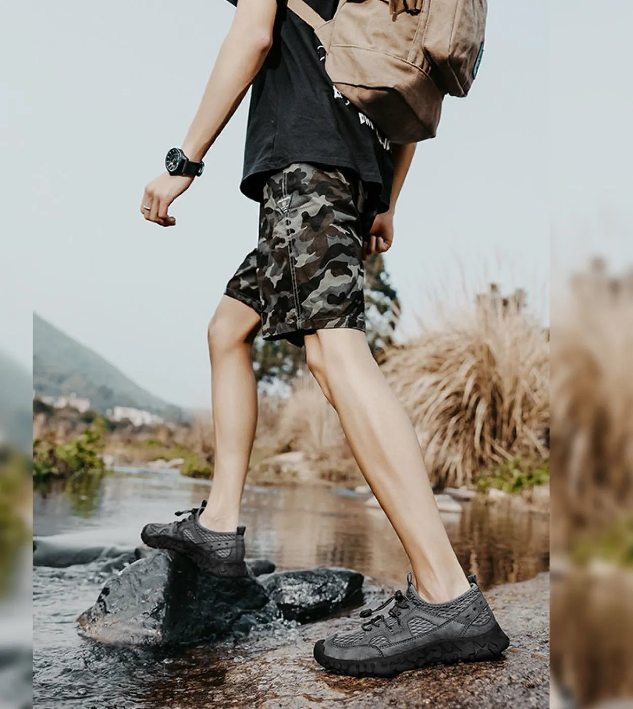 New Summer Sandali da uomo traspiranti Uomo Outdoor Jungle Offroad Sandali antiscivolo Mesh Uomo Scarpe casual Piattaforma Spiag