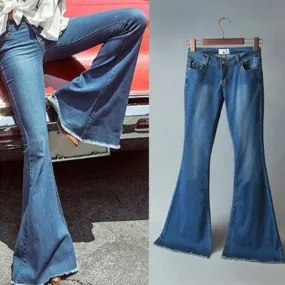 Pantaloni da donna in denim 2023 pantaloni a zampa larga autunnali e invernali a vita alta Jeans slim a vita alta da donna da uf