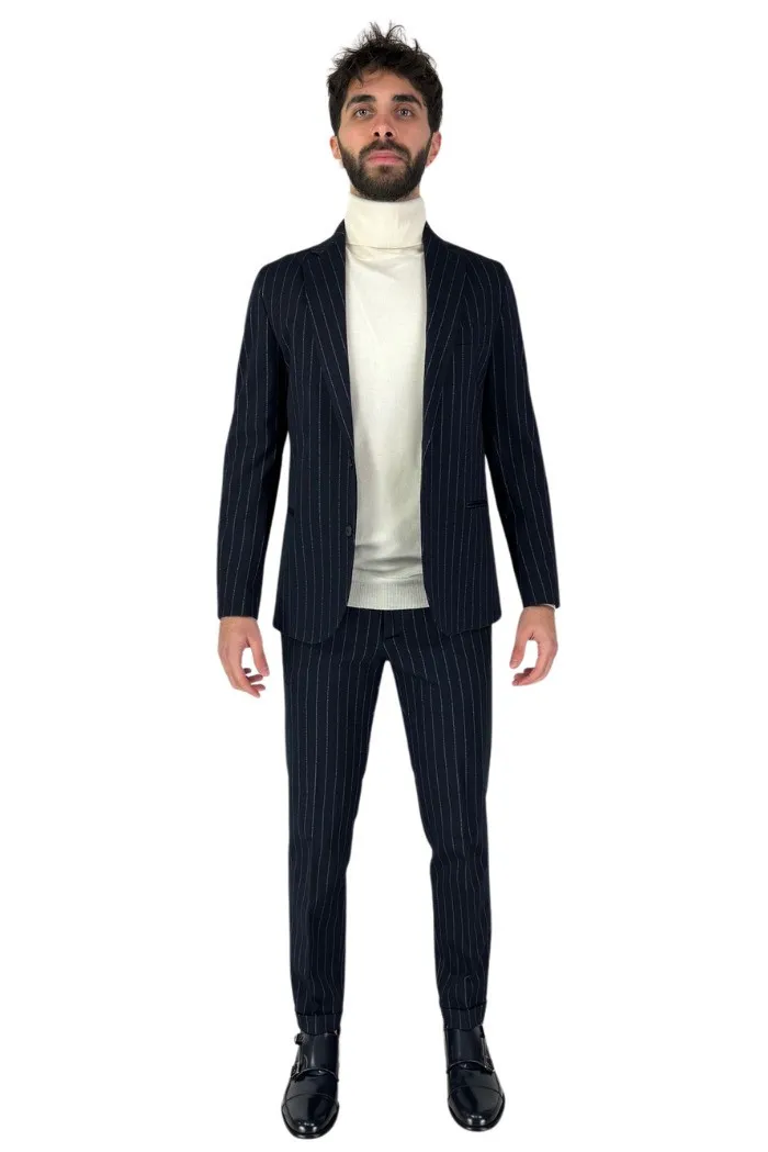 Privat Fashion abito monopetto gessato in misto viscosa Gentleman-abs900/r