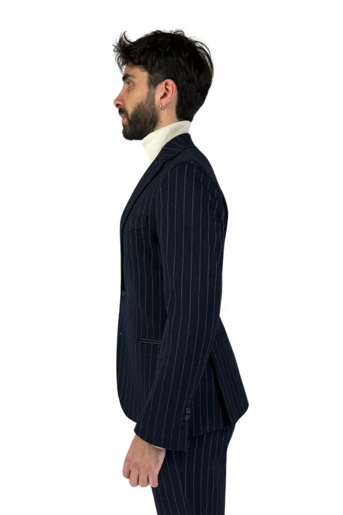 Privat Fashion abito monopetto gessato in misto viscosa Gentleman-abs900/r