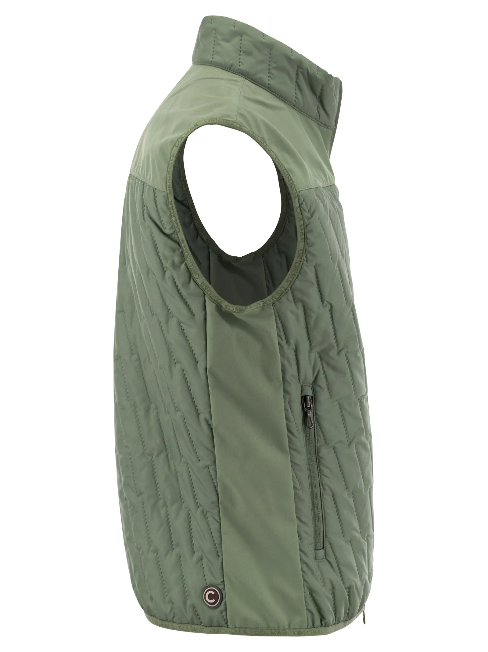 Quilted waistcoat with softshell inserts