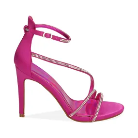 Sandali fucsia in raso, tacco 10 cm