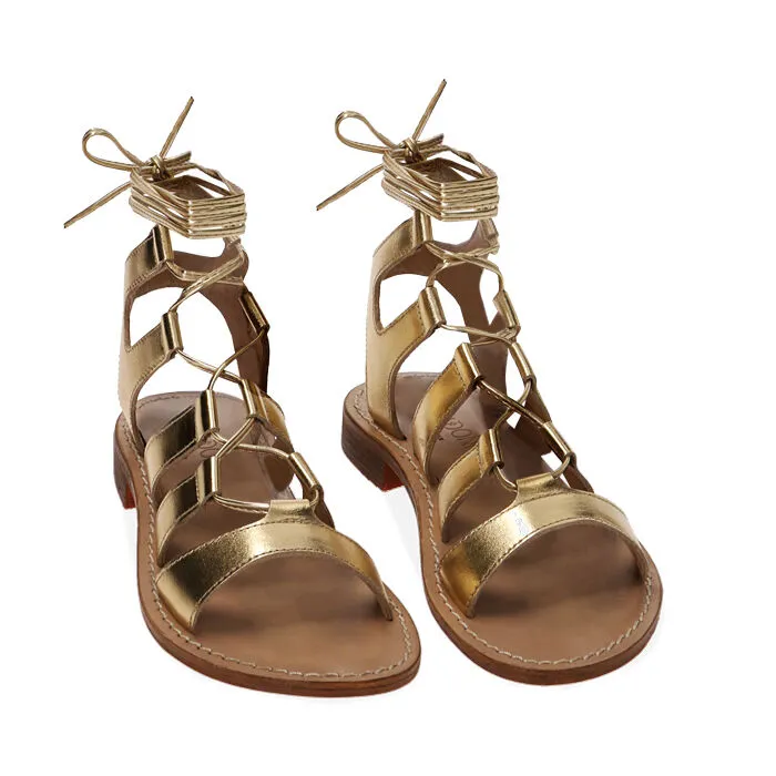 Sandali gladiator oro in pelle