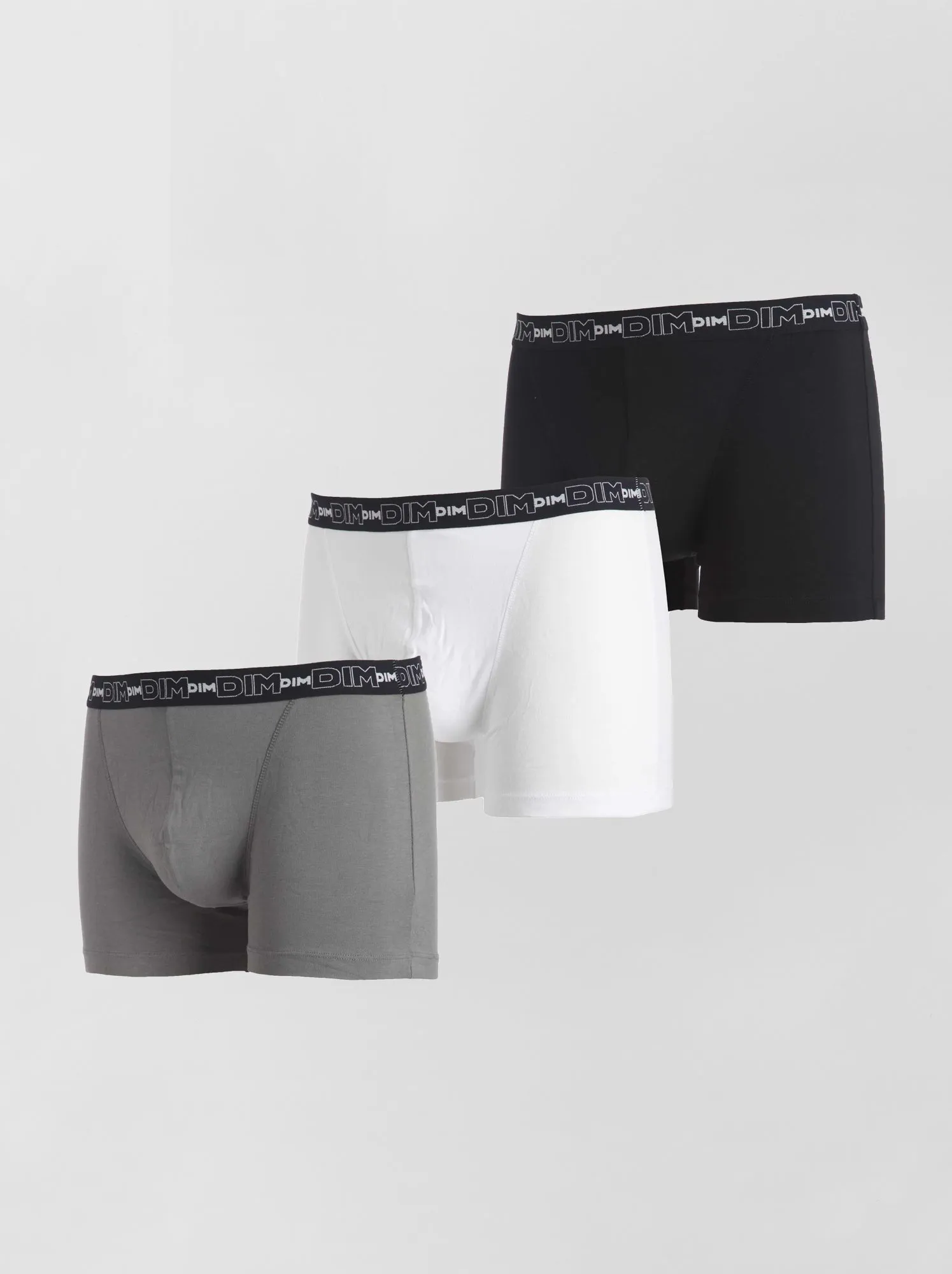 Set 3 boxer cotone stretch 'Dim' - nero/grigio/bianco