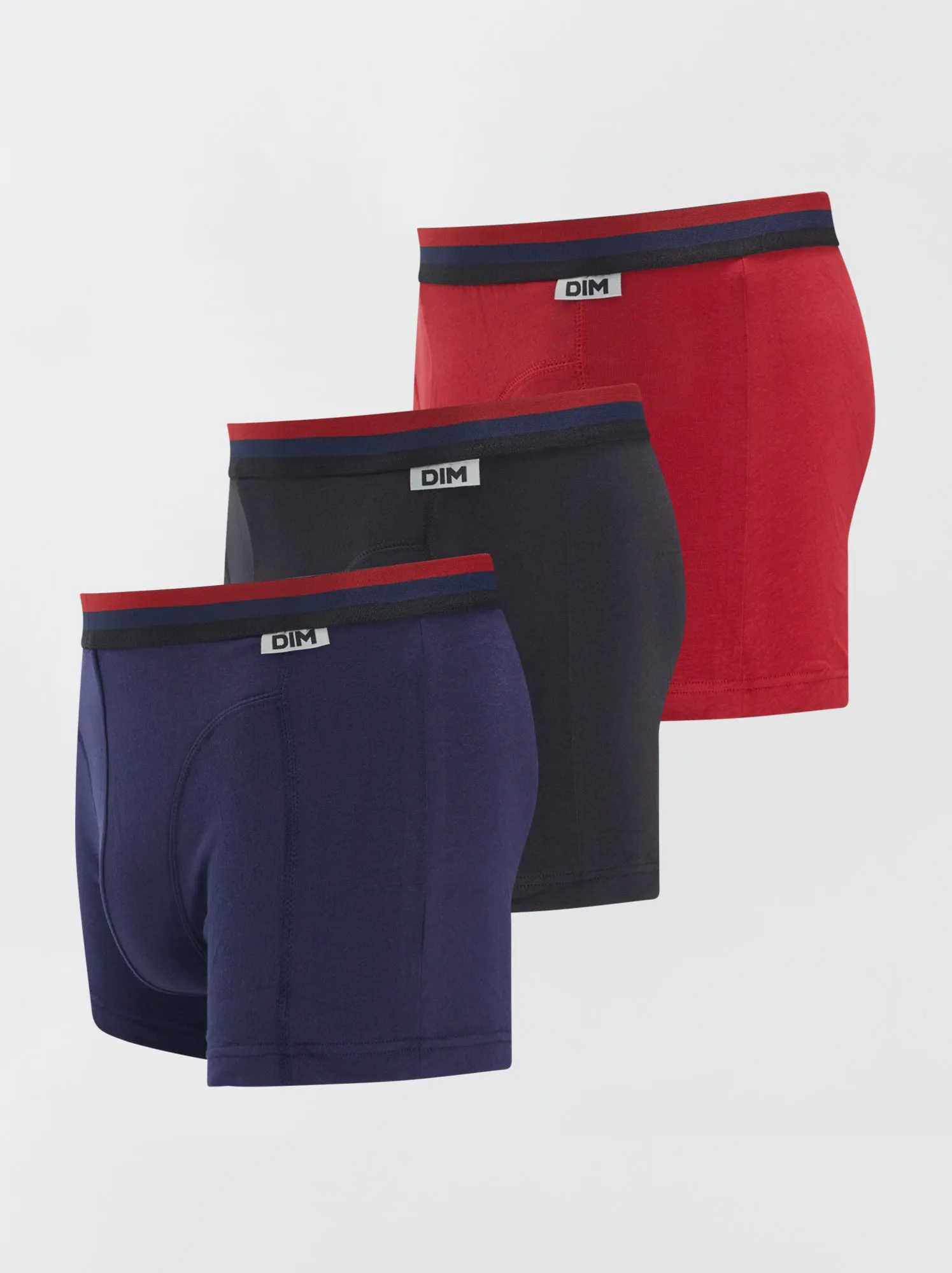 Set di 3 boxer in cotone stretch 'DIM' - ROSSO