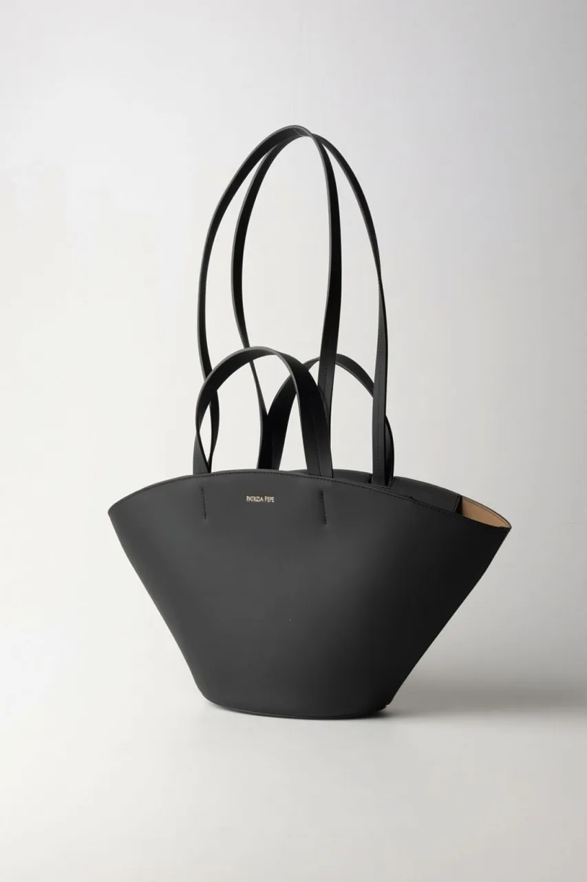 Shopping bag in pelle Nero