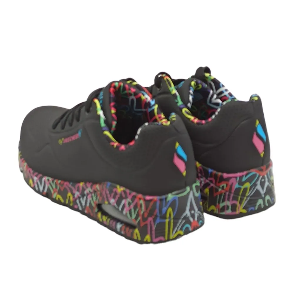 Sneaker donna ecopelle Skechers Uno loving love155506 BBK