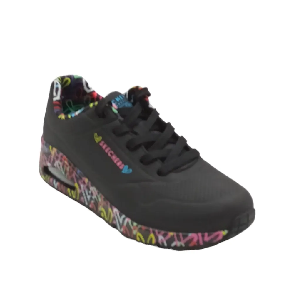 Sneaker donna ecopelle Skechers Uno loving love155506 BBK