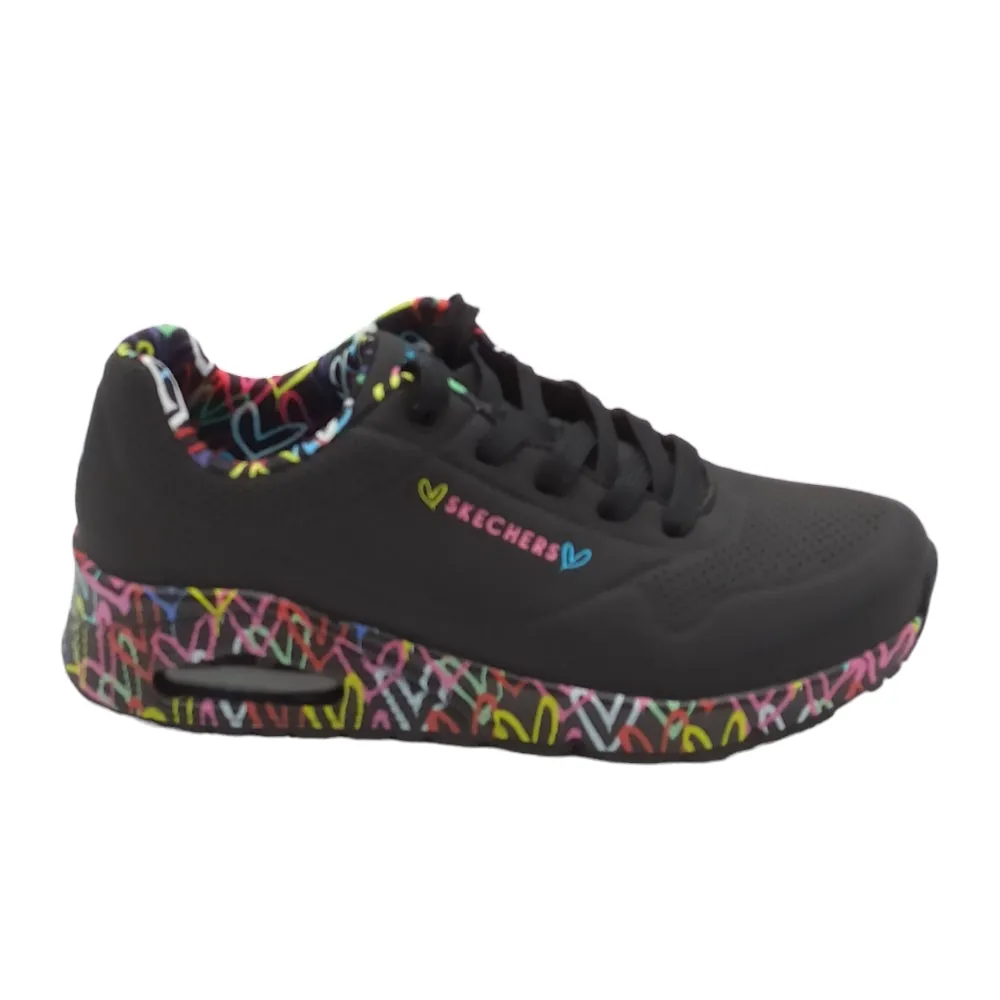 Sneaker donna ecopelle Skechers Uno loving love155506 BBK