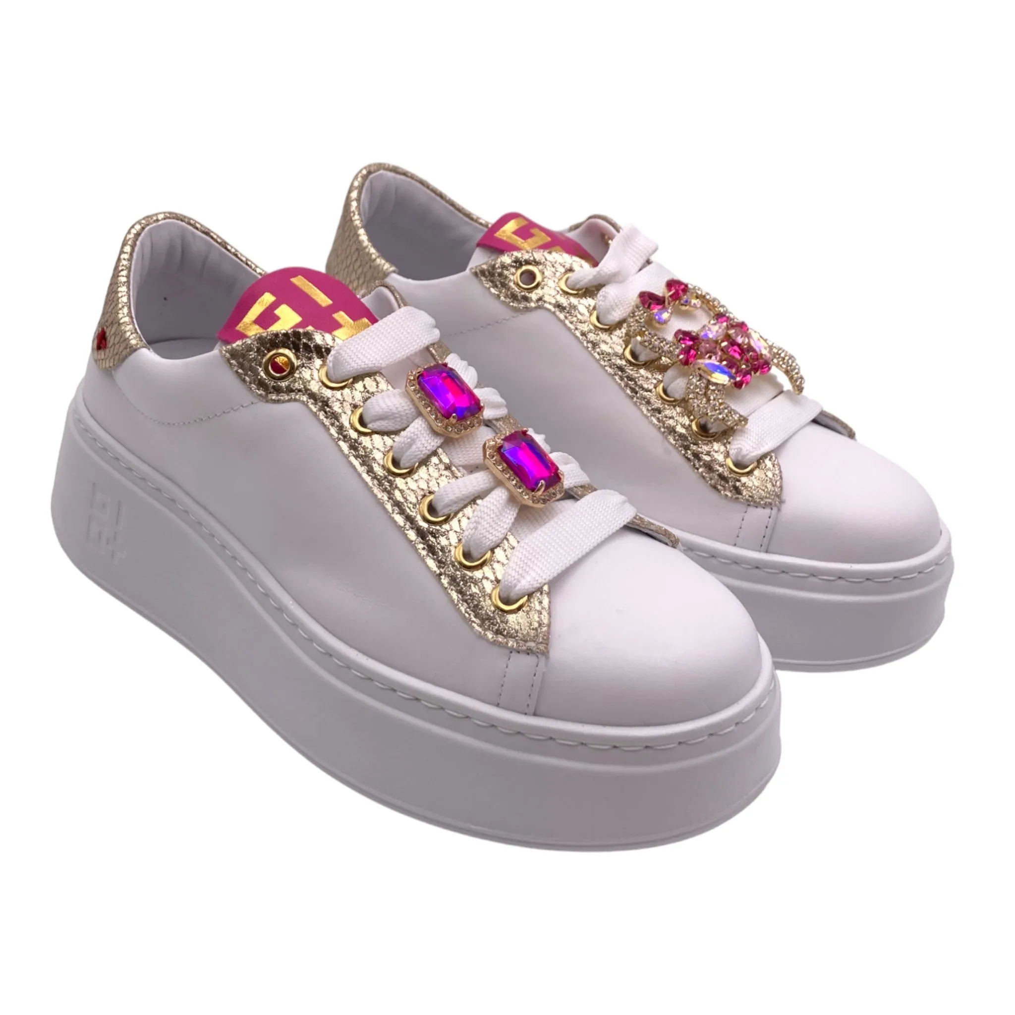 Sneaker Donna Gio+ PIA38B  combi bianco platino granchio