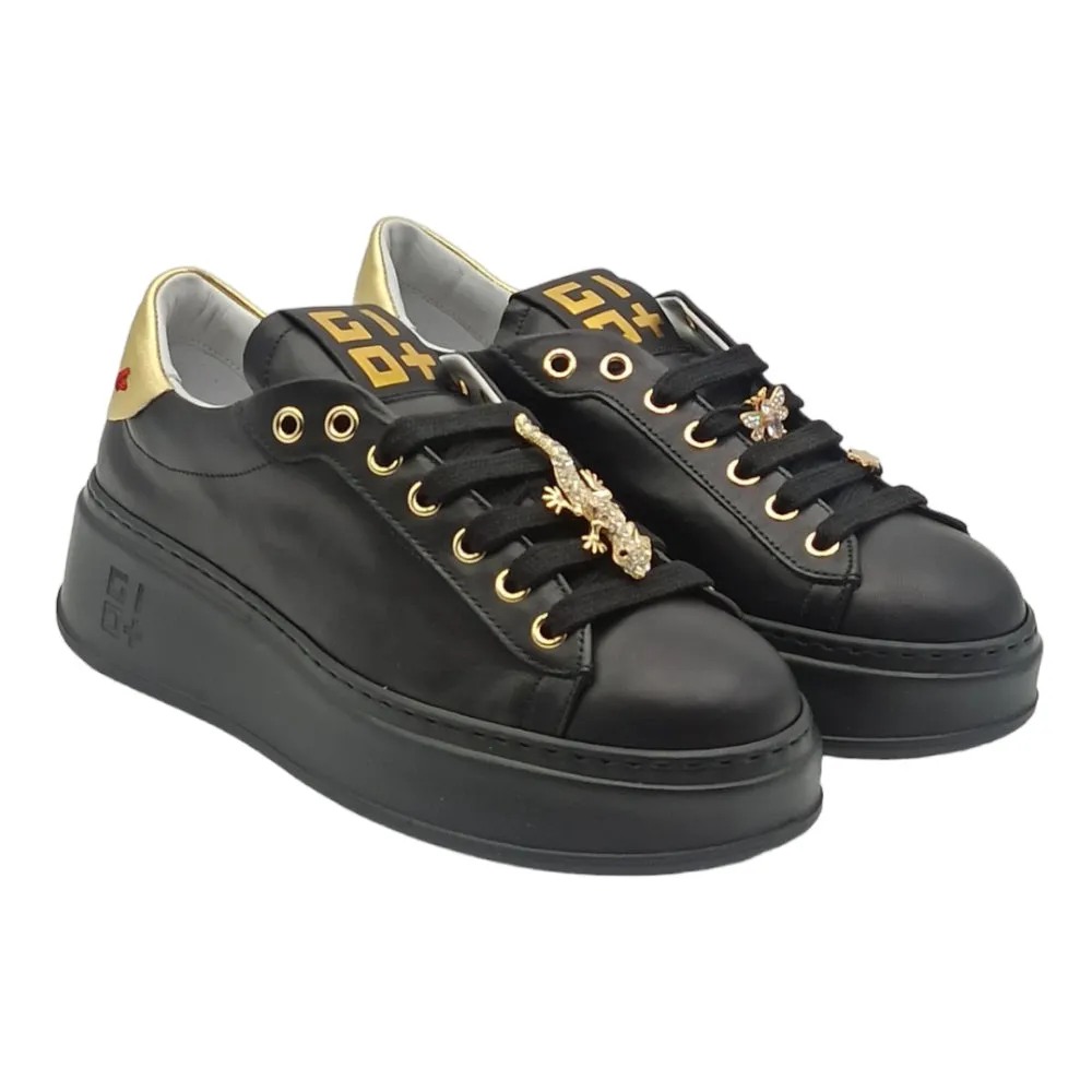 Sneaker donna Gio+ PIA72A combi nero oro geco