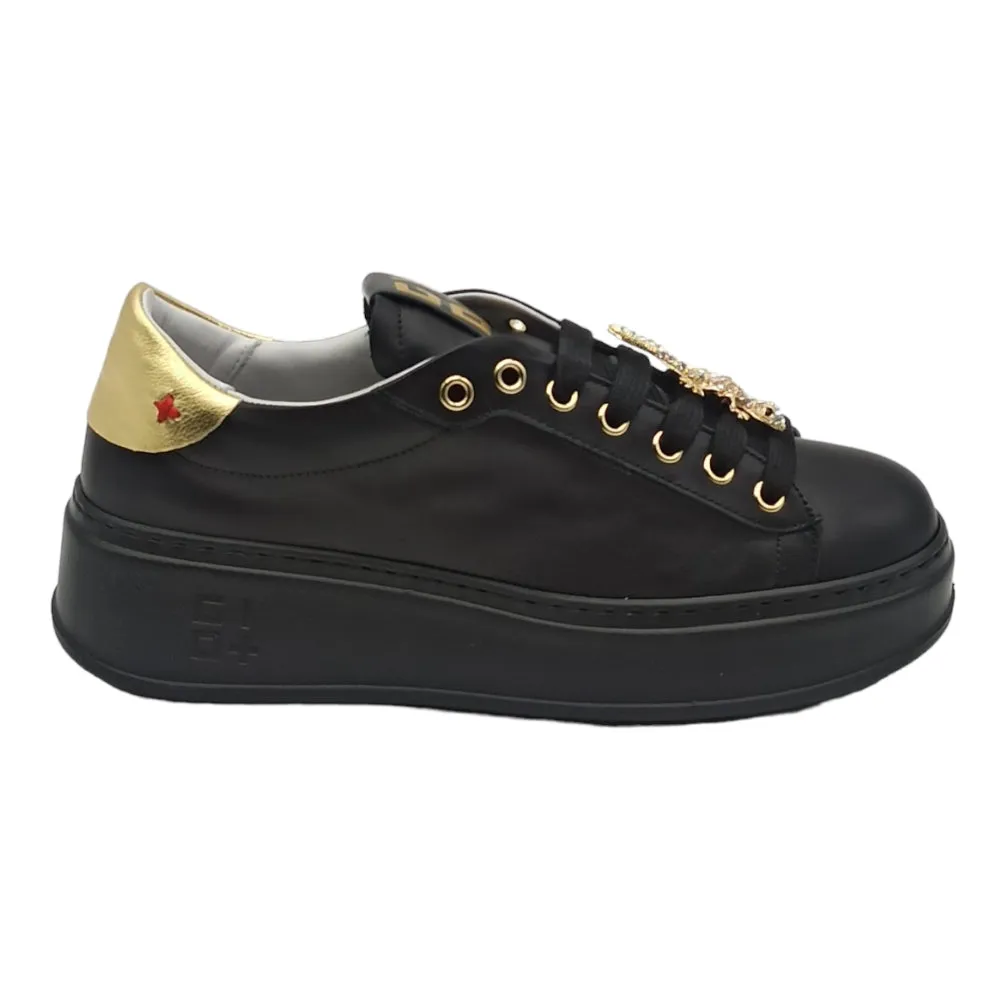 Sneaker donna Gio+ PIA72A combi nero oro geco