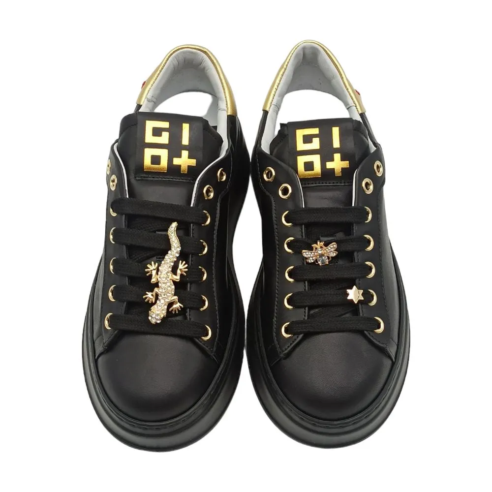 Sneaker donna Gio+ PIA72A combi nero oro geco