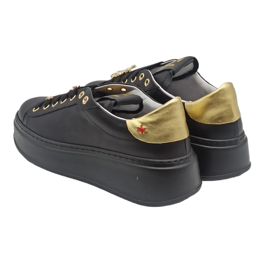 Sneaker donna Gio+ PIA72A combi nero oro geco