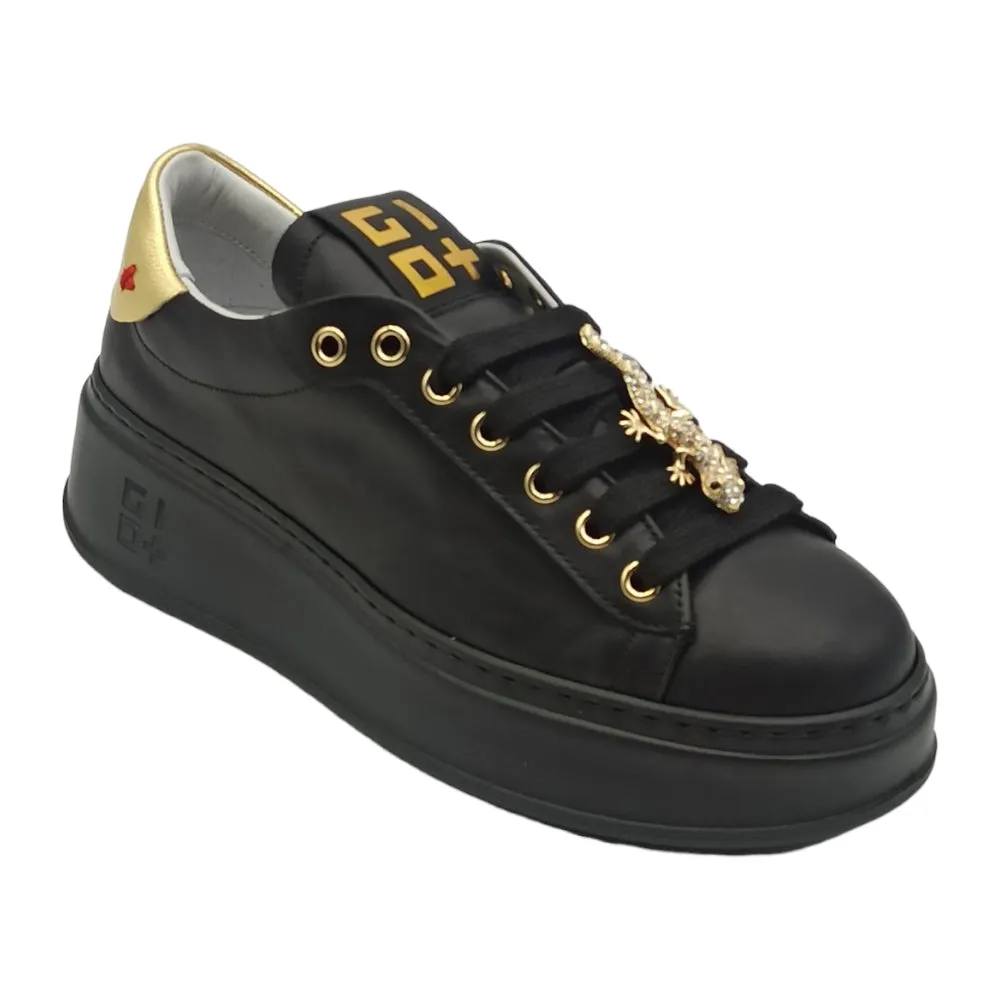 Sneaker donna Gio+ PIA72A combi nero oro geco