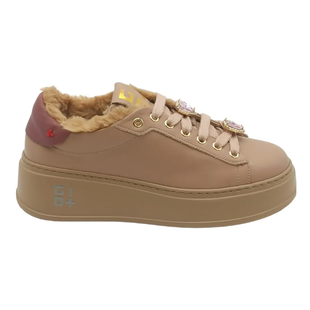 Sneaker donna Gio+ PIA84A combi nudo pelliccia orsetto