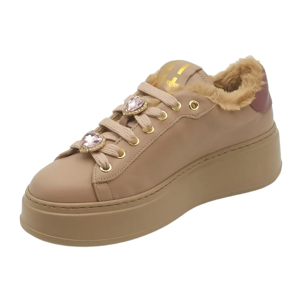 Sneaker donna Gio+ PIA84A combi nudo pelliccia orsetto