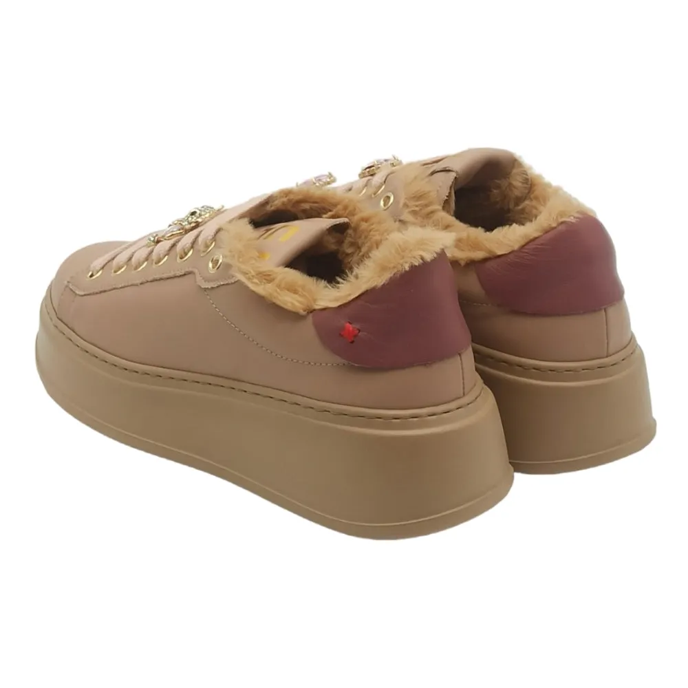 Sneaker donna Gio+ PIA84A combi nudo pelliccia orsetto