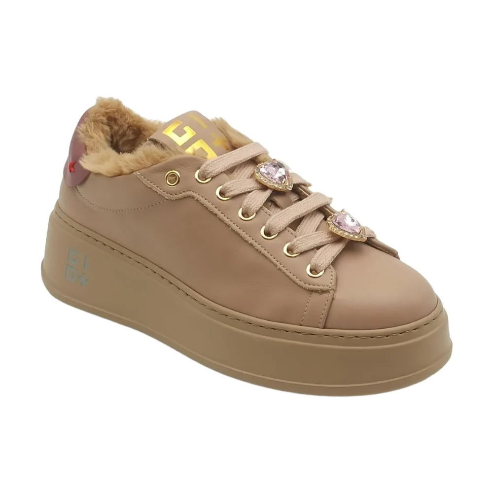 Sneaker donna Gio+ PIA84A combi nudo pelliccia orsetto