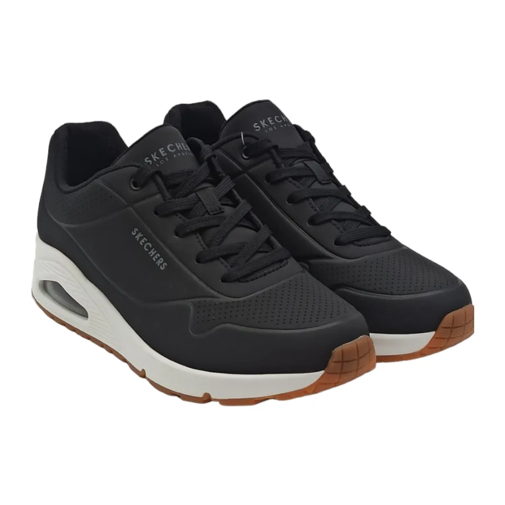 Sneaker donna in ecopelle SKECHERS 73690 BLK Uno Stand On Air