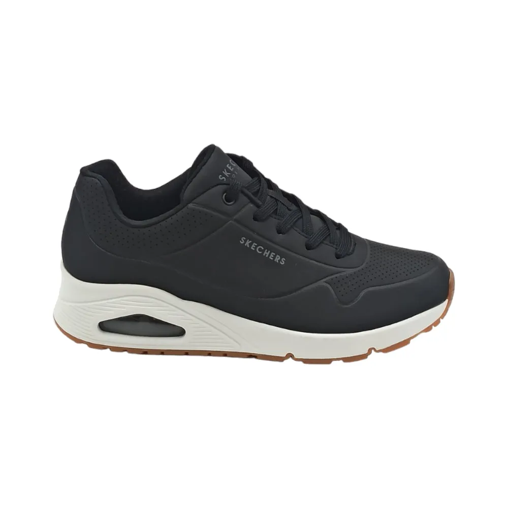 Sneaker donna in ecopelle SKECHERS 73690 BLK Uno Stand On Air