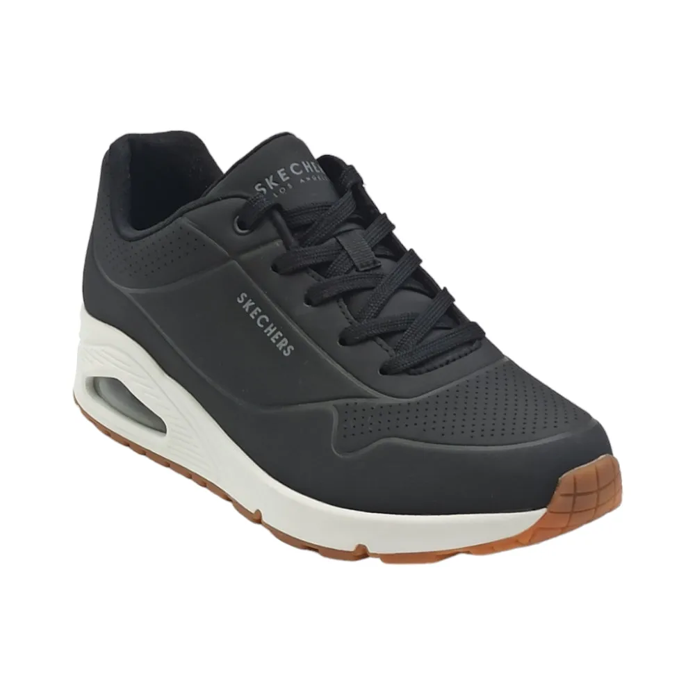 Sneaker donna in ecopelle SKECHERS 73690 BLK Uno Stand On Air