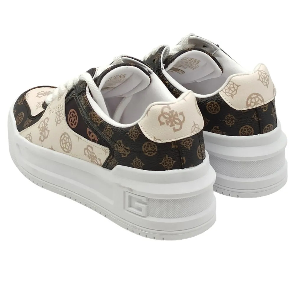 Sneaker donna in pelle Guess FL8MMRFAL12 WHITE BROWN OCRA