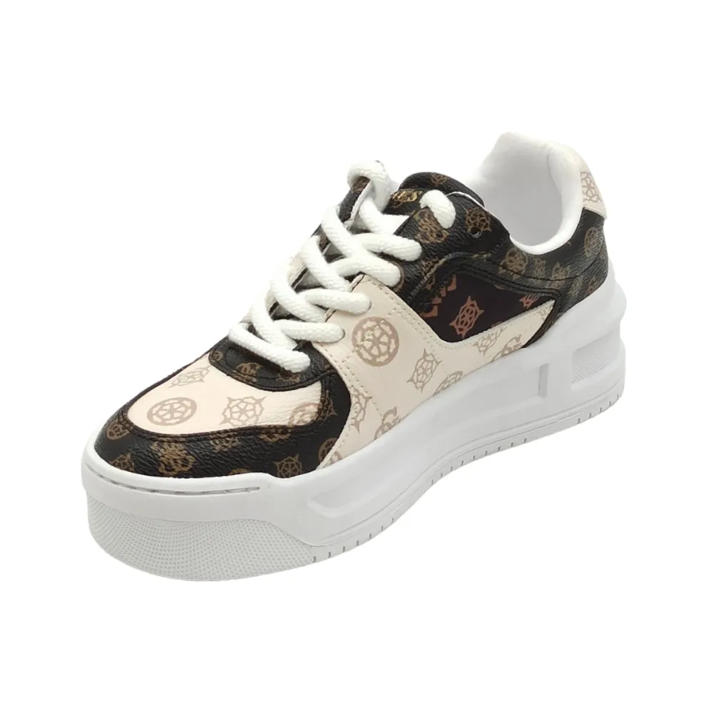 Sneaker donna in pelle Guess FL8MMRFAL12 WHITE BROWN OCRA