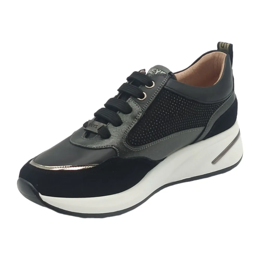 Sneaker donna Keys K 8352 zeppa black canna fucile