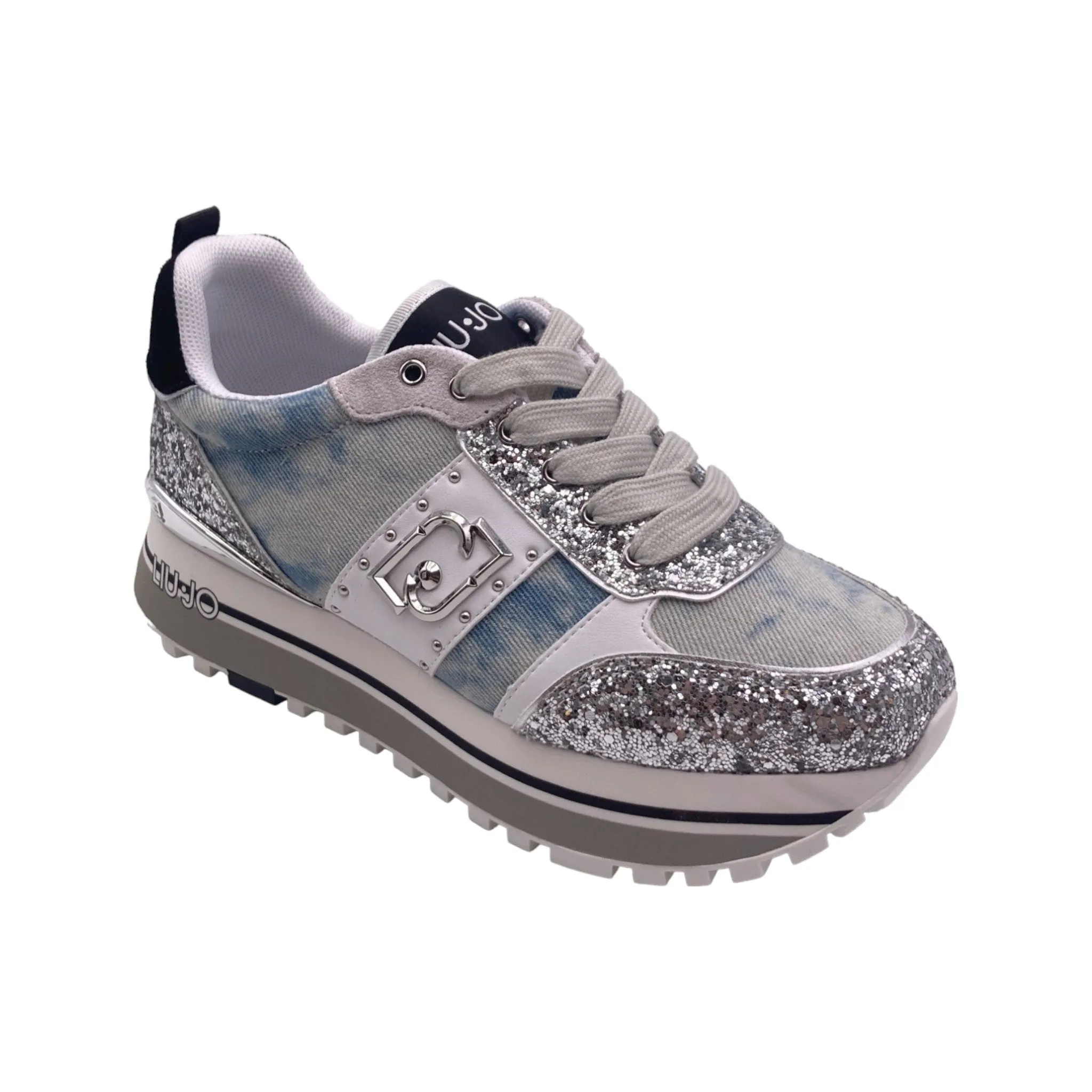 Sneaker Donna Liu jo MAXI WONDER 71 denim glitter/cow suede