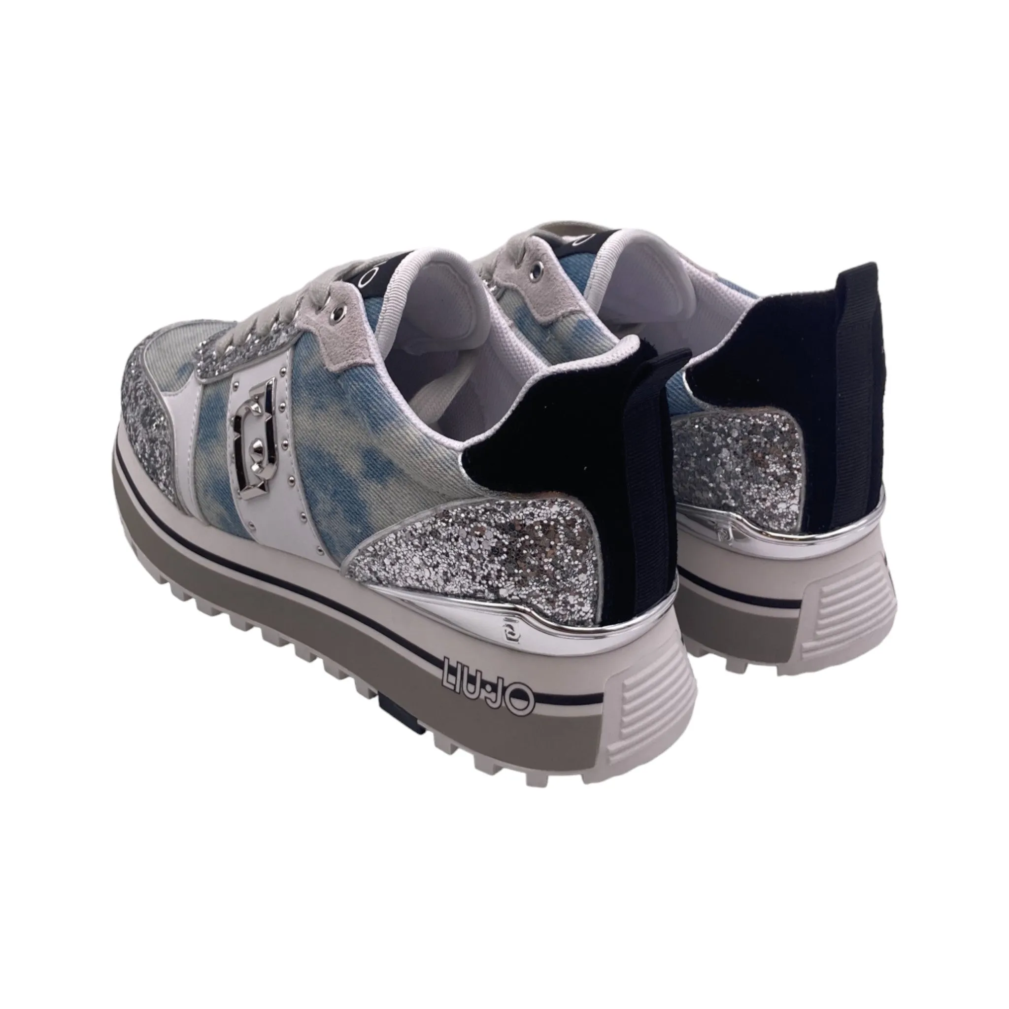 Sneaker Donna Liu jo MAXI WONDER 71 denim glitter/cow suede